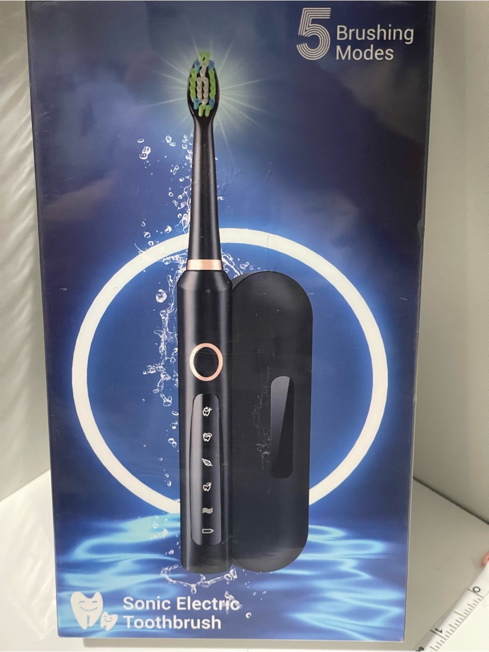 Black Sonic Electric Toothbrush with Rose Gold Accent